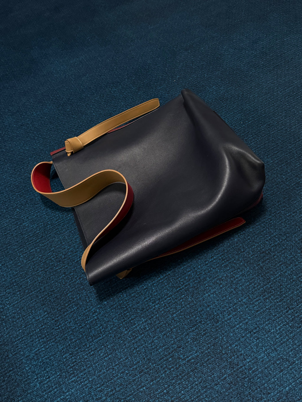 Celine Red/Blue Smooth Leather Cabas Twisted Tote Bag with Matching Pouch