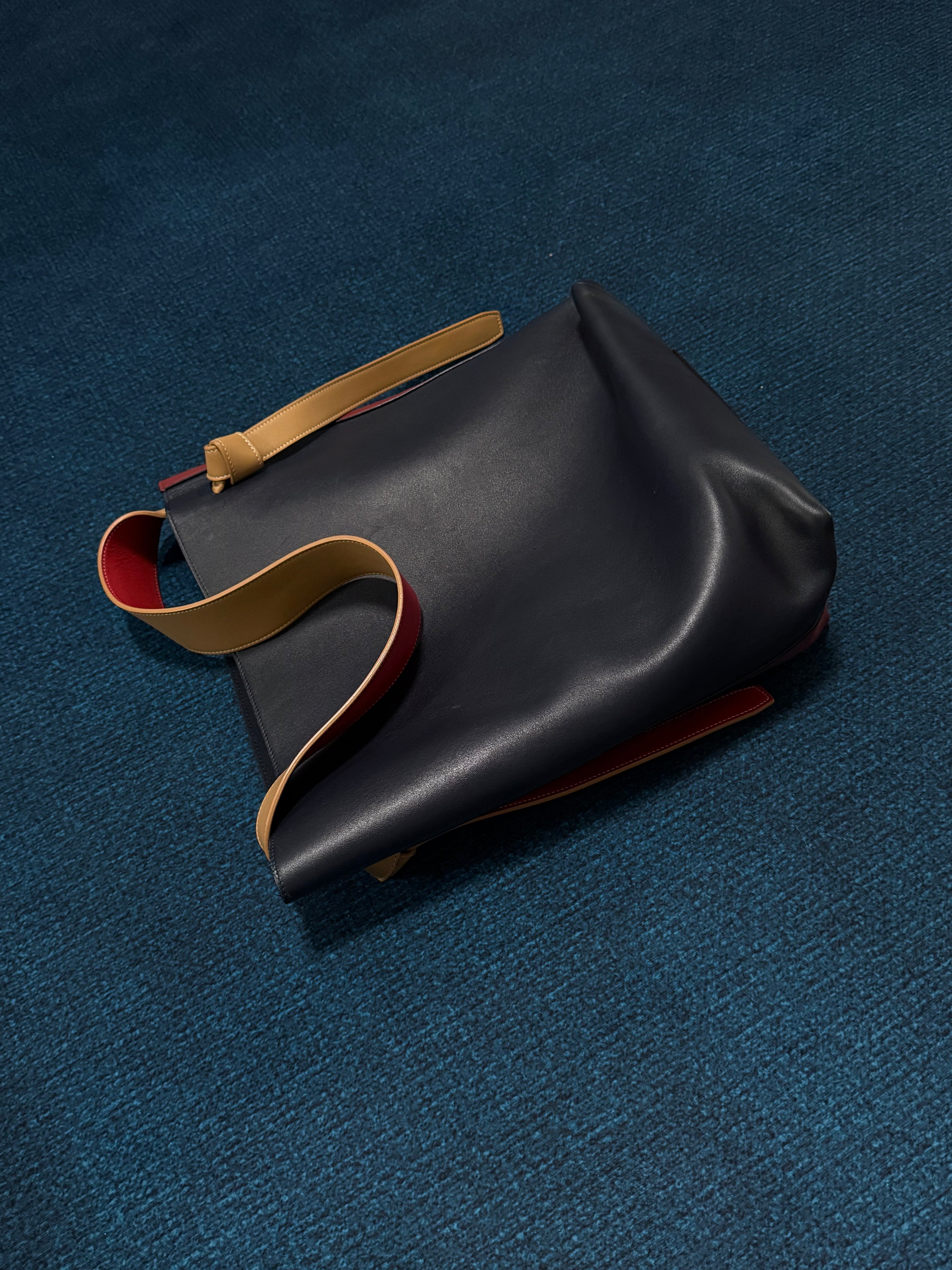 Celine Red/Blue Smooth Leather Cabas Twisted Tote Bag with Matching Pouch