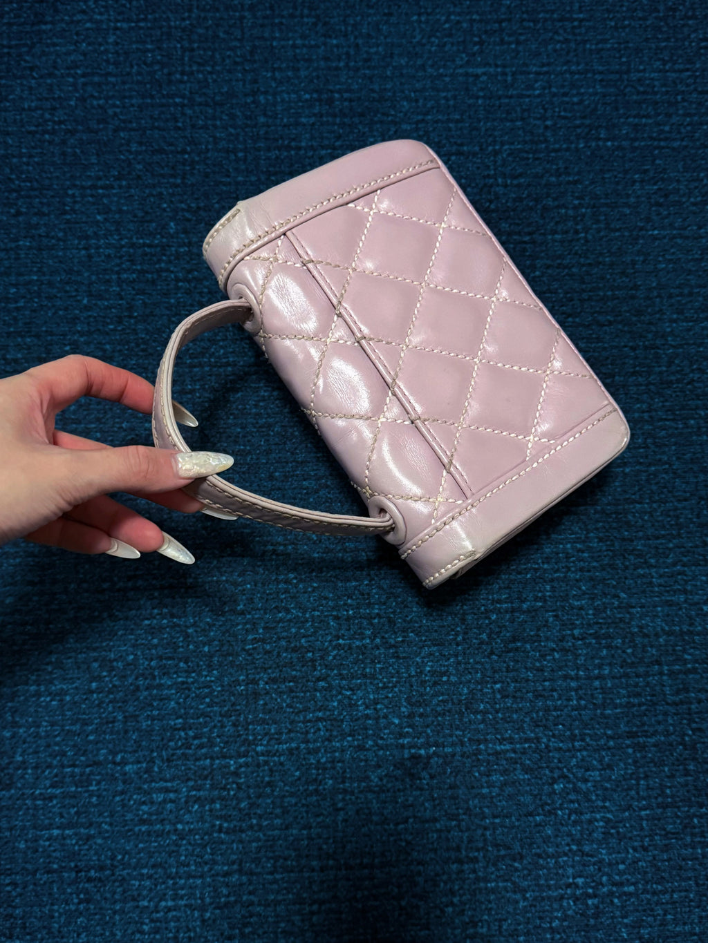 Chanel™ 2004-05 Lilac Purple Wild Stitch Medium Top Handle Flap Bag