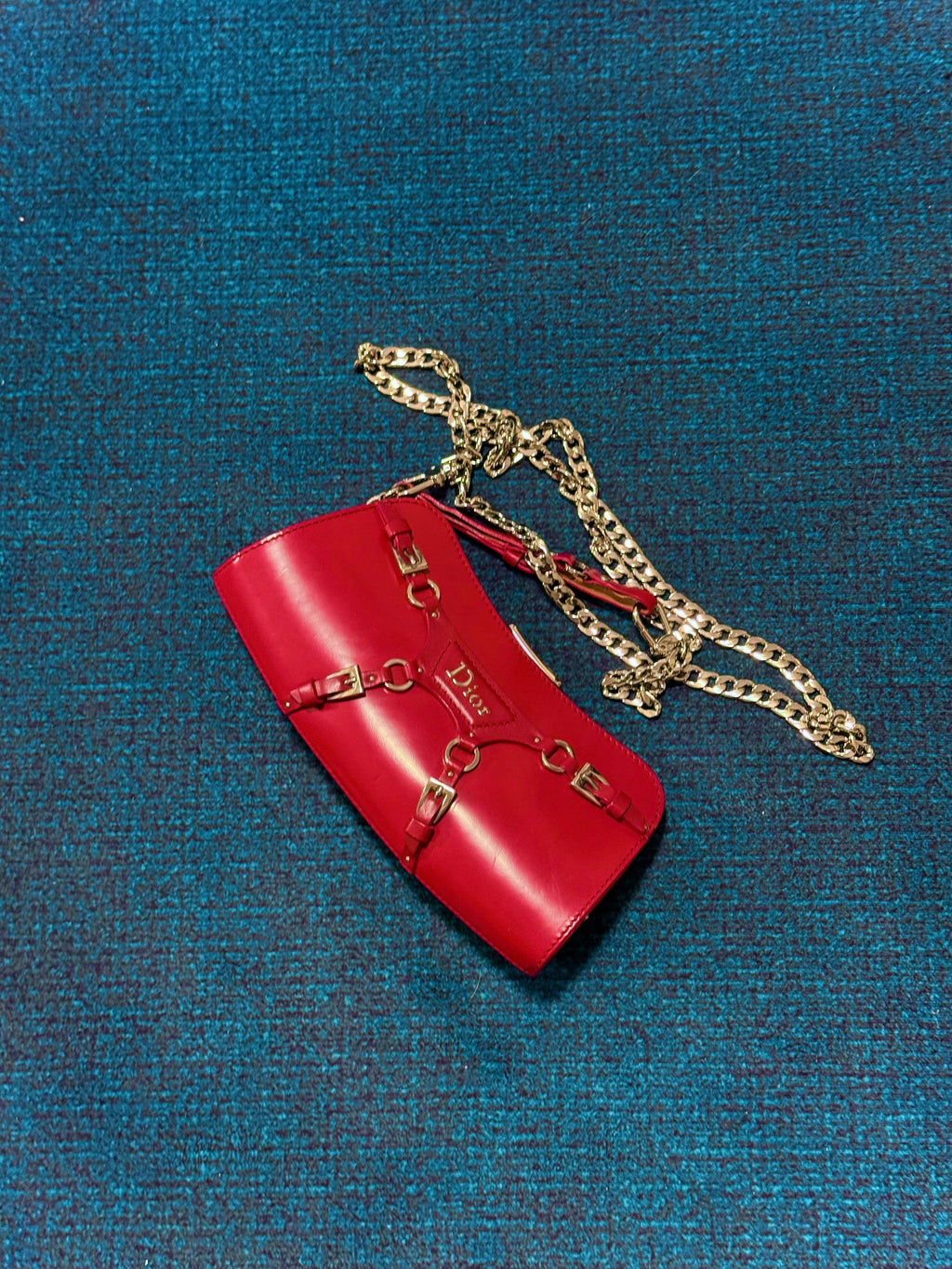 Christian Dior Red Leather Bondage Bag