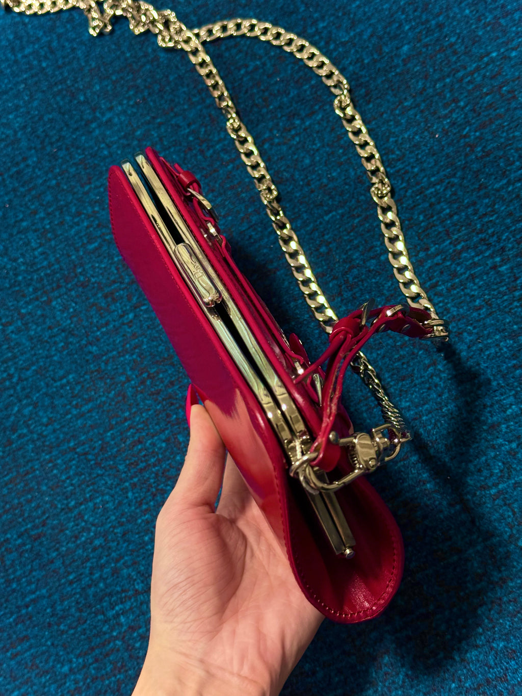 Christian Dior Red Leather Bondage Bag