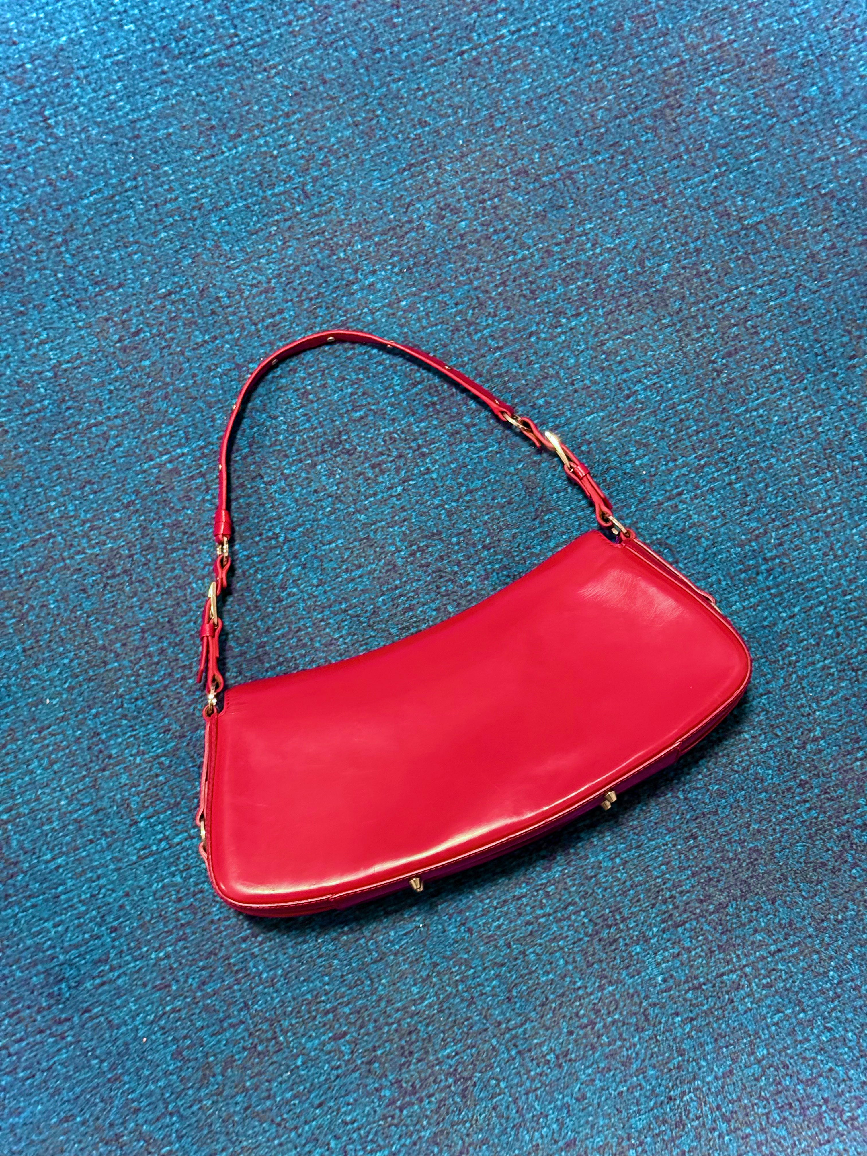 Christian Dior Red Leather Bondage Bag