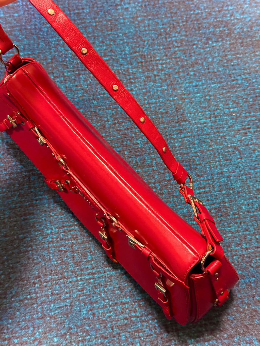 Christian Dior Red Leather Bondage Bag