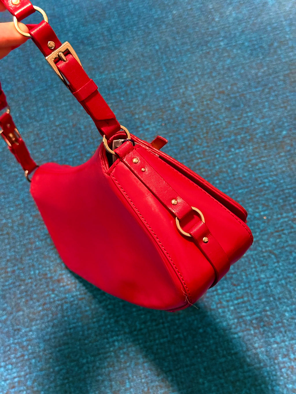 Christian Dior Red Leather Bondage Bag