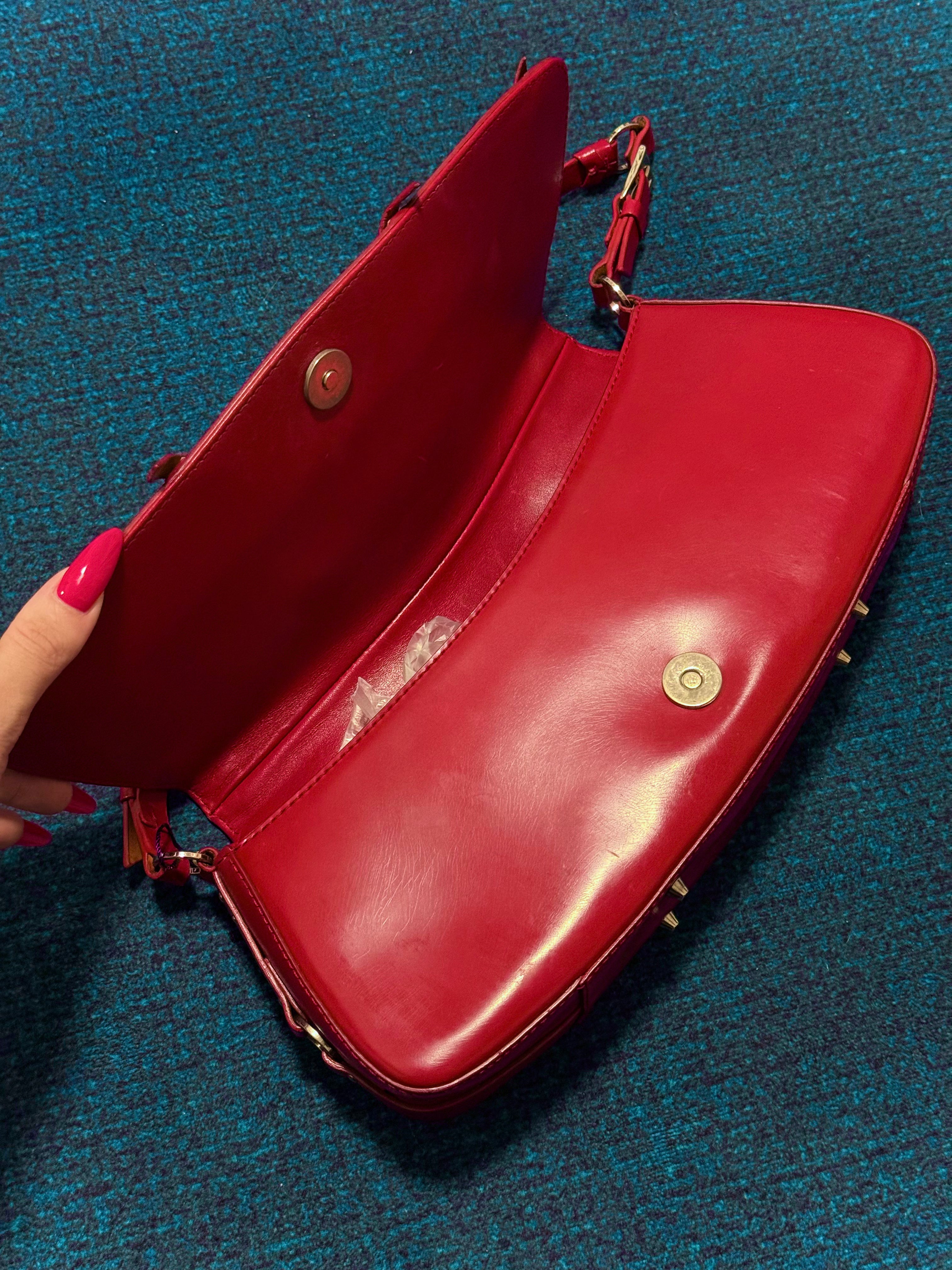 Christian Dior Red Leather Bondage Bag