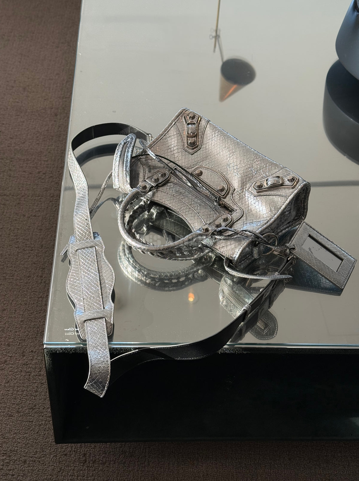 Balenciaga Mini Le City Bag in Silver Snakeskin