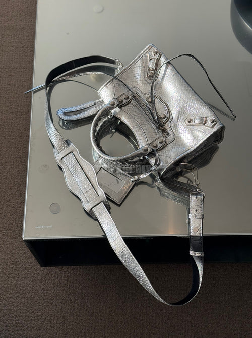 Balenciaga Mini Le City Bag in Silver Snakeskin