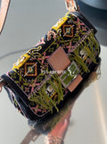 Fendi Denim Baguette Bag with Snakeskin Trim and Fringe Details