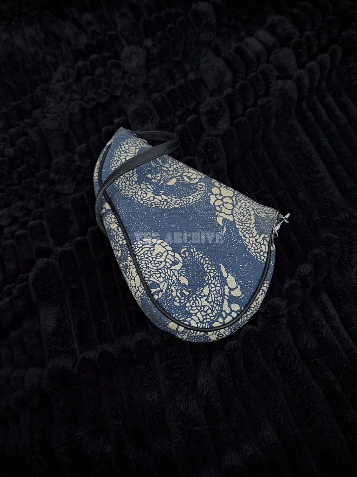 Christian Dior Blue Dragon Print Mini Saddle Bag