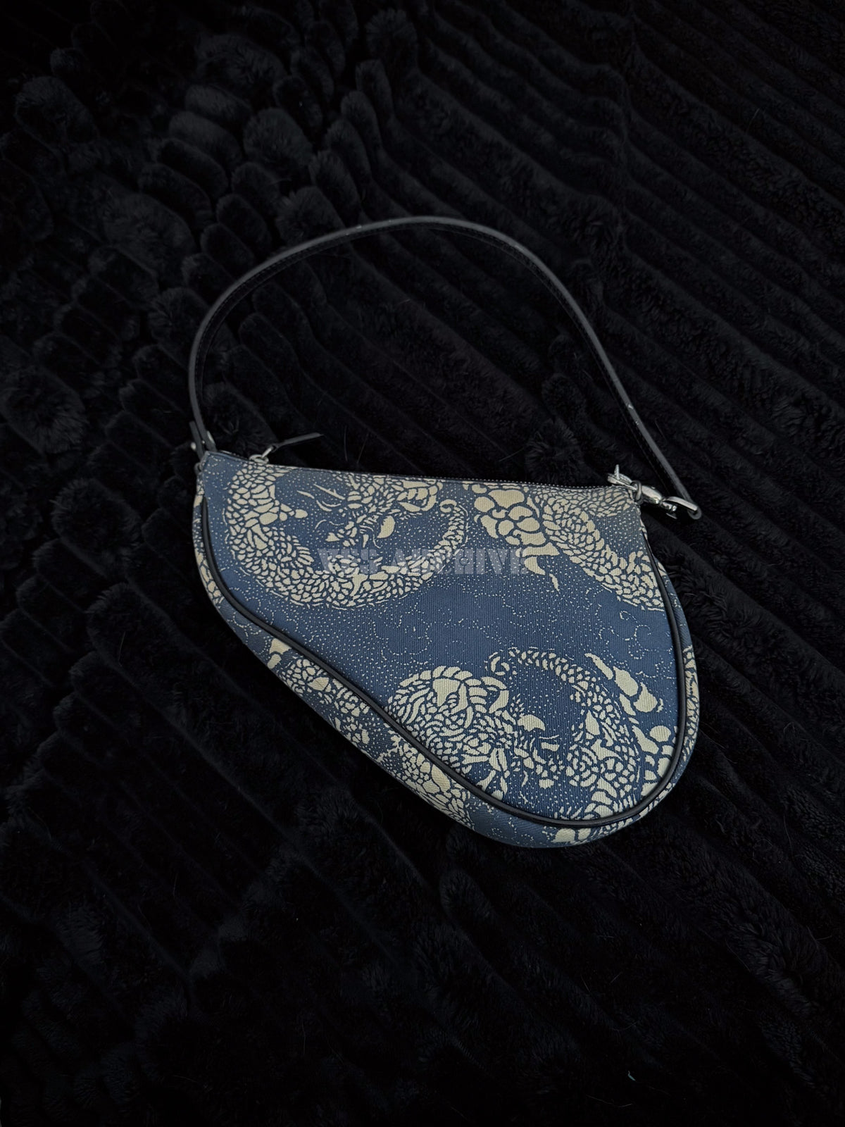 Christian Dior Blue Dragon Print Mini Saddle Bag