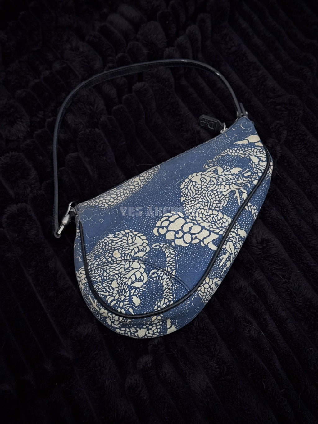 Christian Dior Blue Dragon Print Mini Saddle Bag
