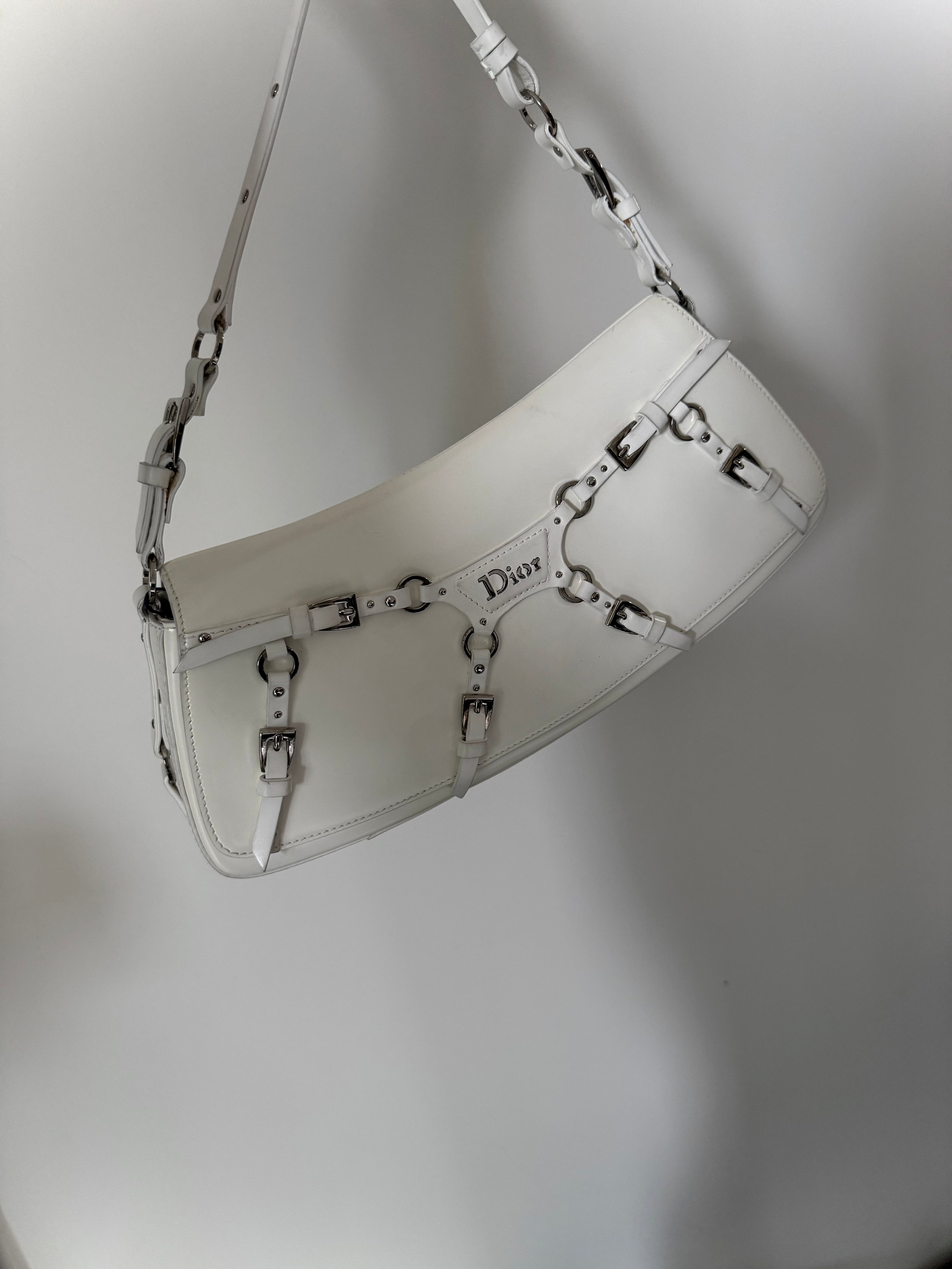 Dior Bondage shoulder bag in white leather