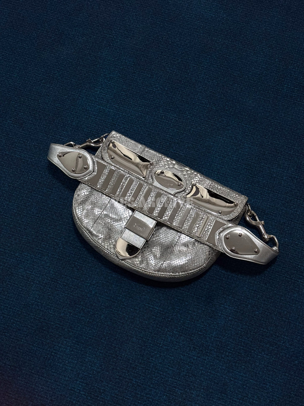 Gucci Romy Silver Snakeskin Shoulder Bag