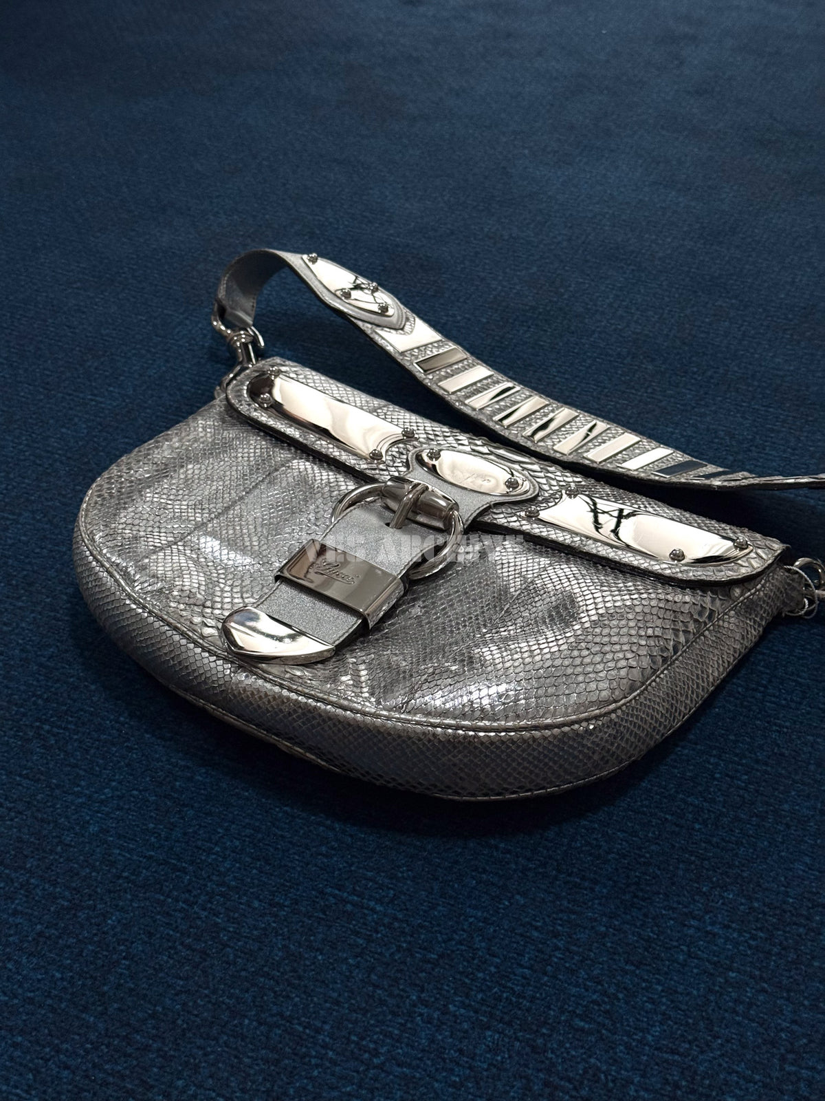 Gucci Romy Silver Snakeskin Shoulder Bag