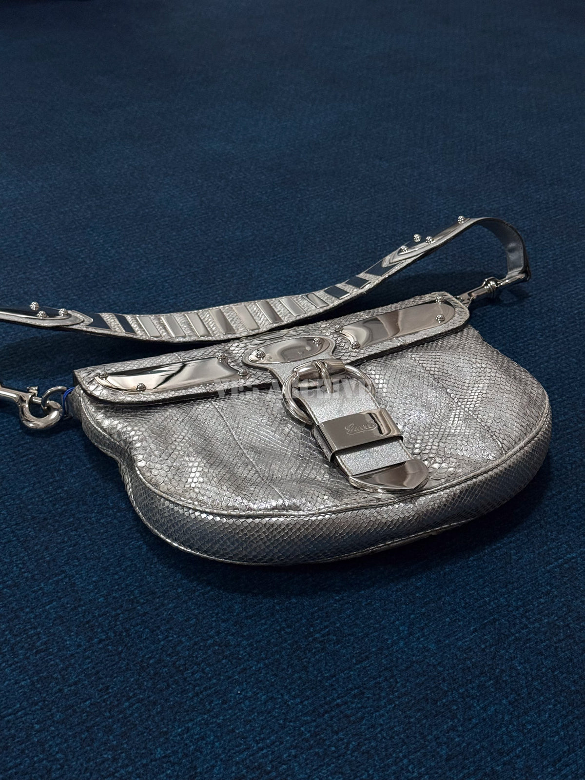 Gucci Romy Silver Snakeskin Shoulder Bag