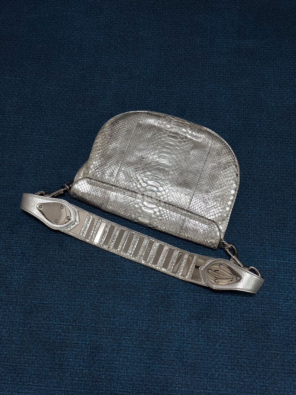 Gucci Romy Silver Snakeskin Shoulder Bag