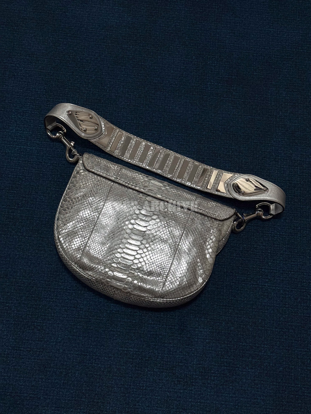 Gucci Romy Silver Snakeskin Shoulder Bag