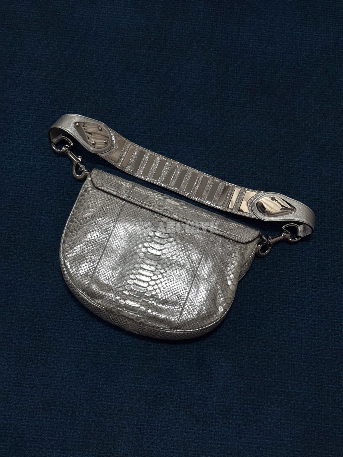 Gucci Romy Silver Snakeskin Shoulder Bag