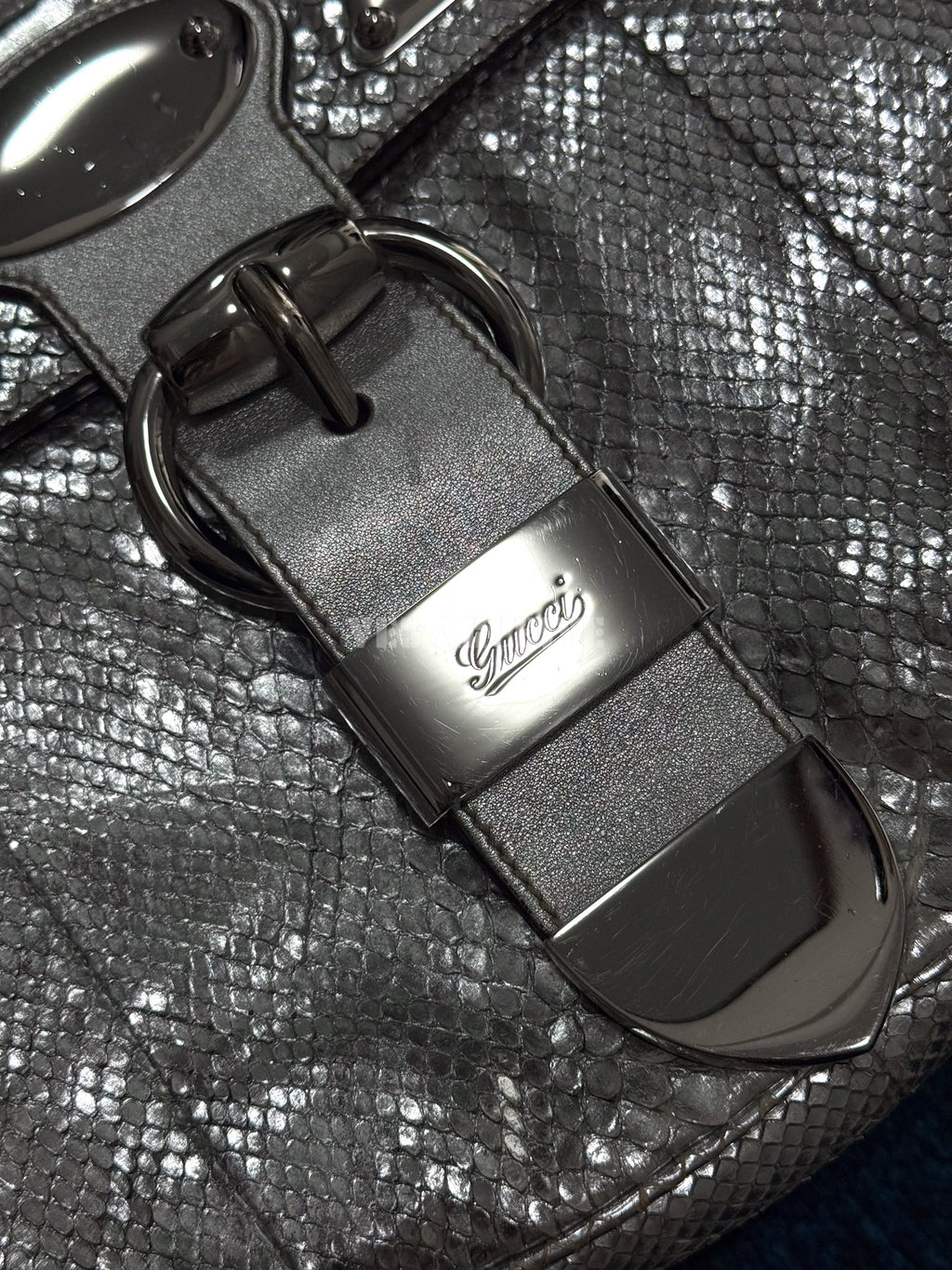 Gucci Romy Silver Snakeskin Shoulder Bag