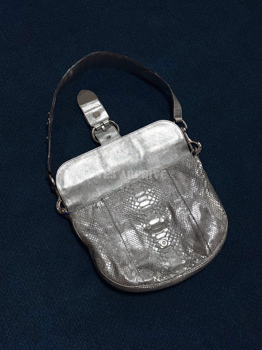 Gucci Romy Silver Snakeskin Shoulder Bag