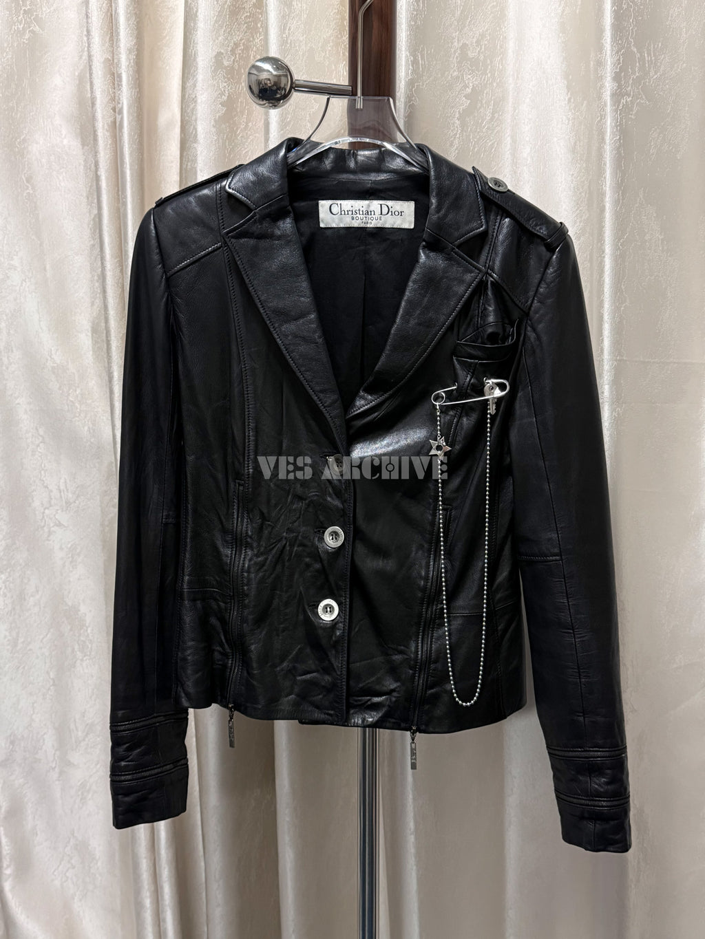 Dior Rare Vintage Hardcore Black Perforated Leather Jacket