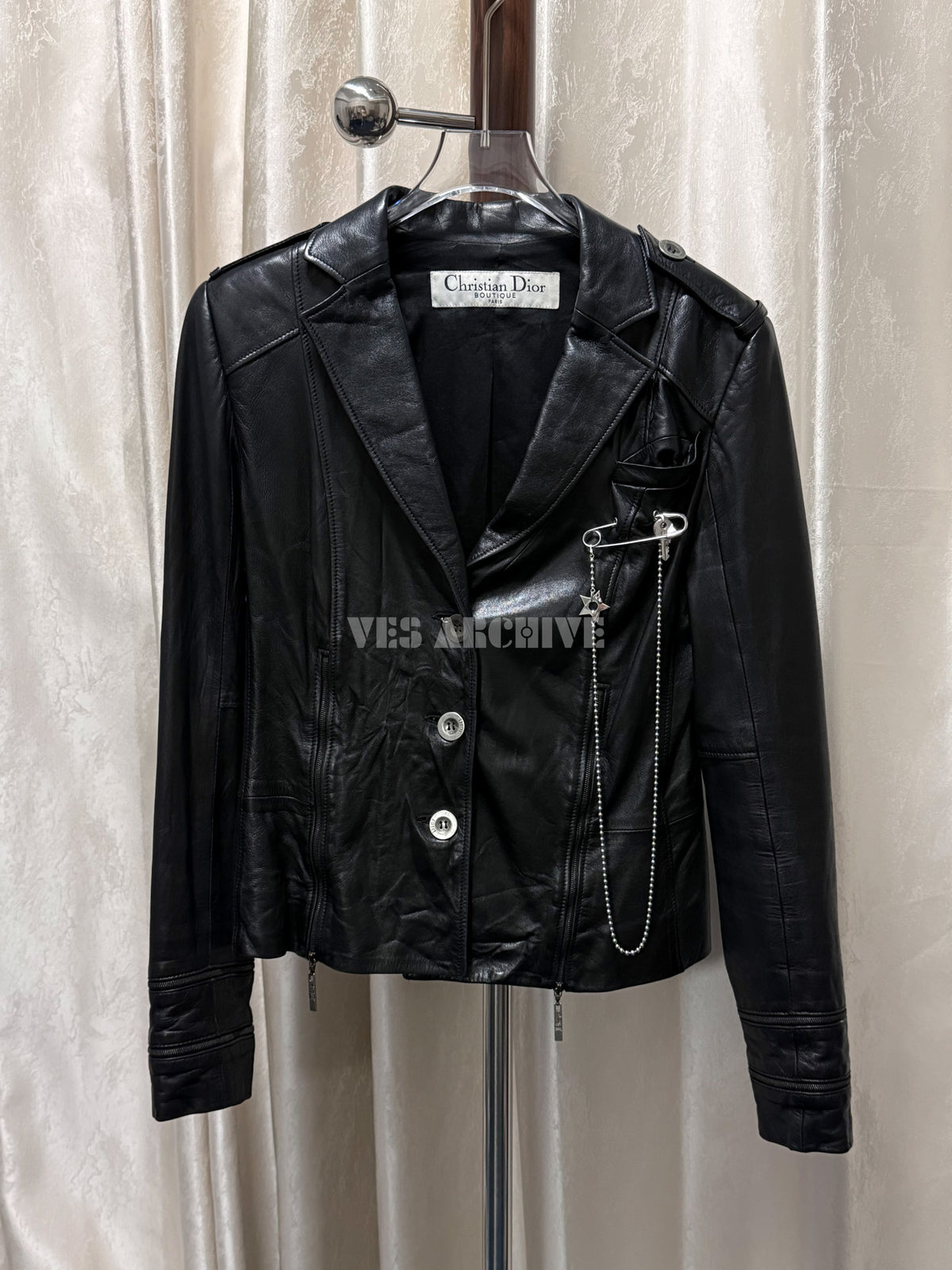 Dior Rare Vintage Hardcore Black Perforated Leather Jacket