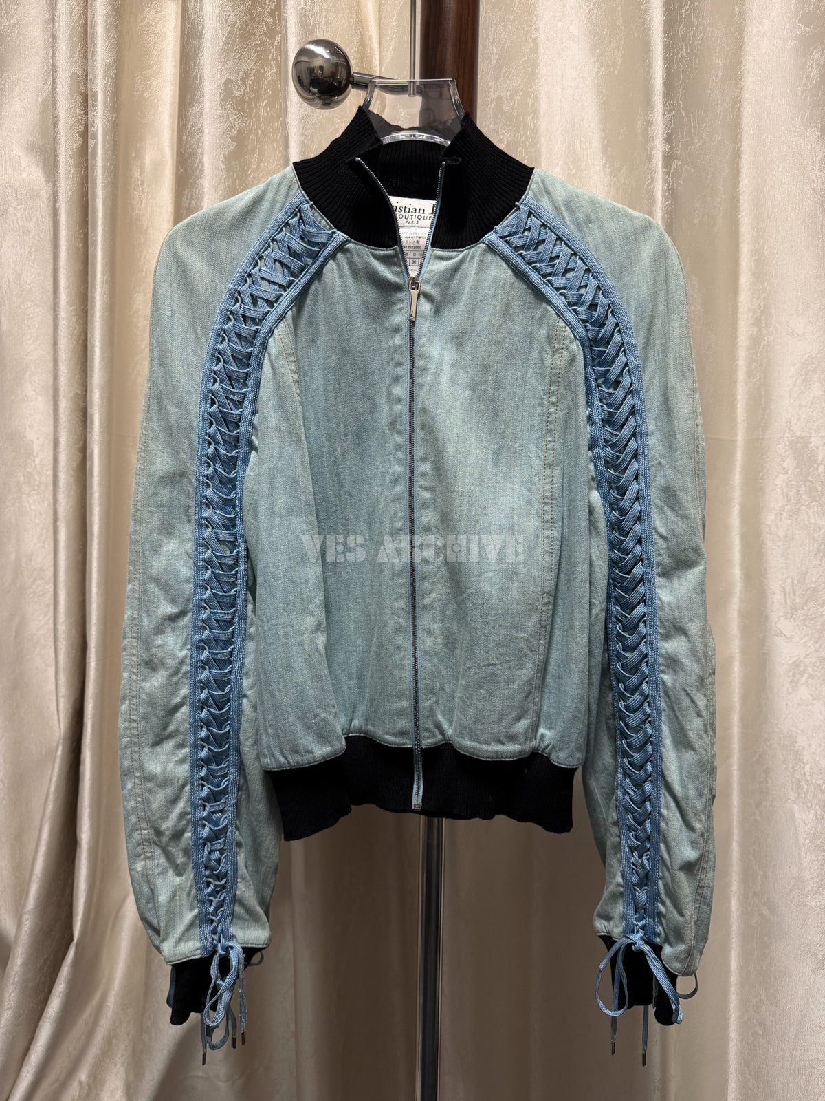 Dior Rare Vintage Runway Blue Denim Lace-Up Jacket