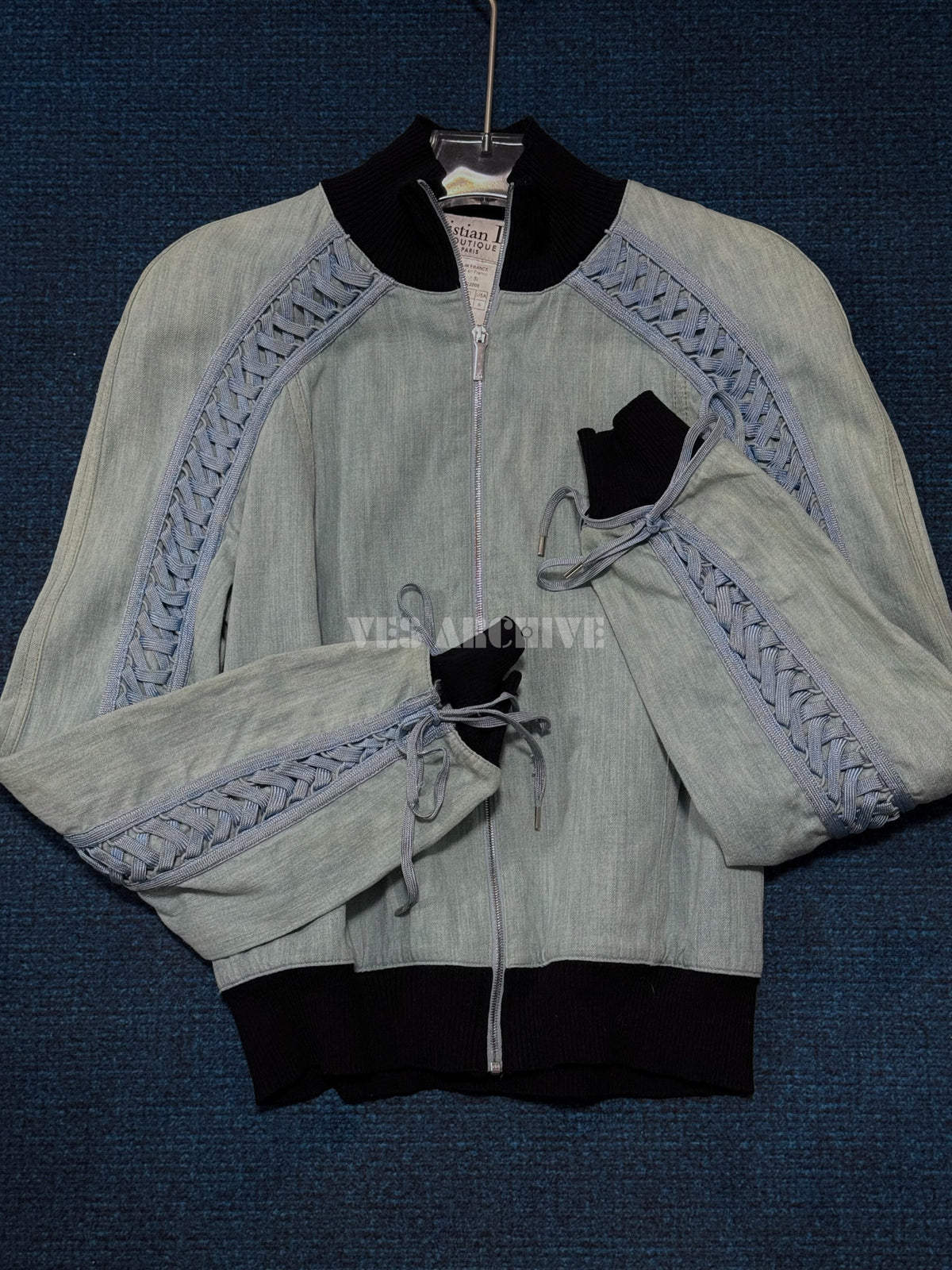 Dior Rare Vintage Runway Blue Denim Lace-Up Jacket