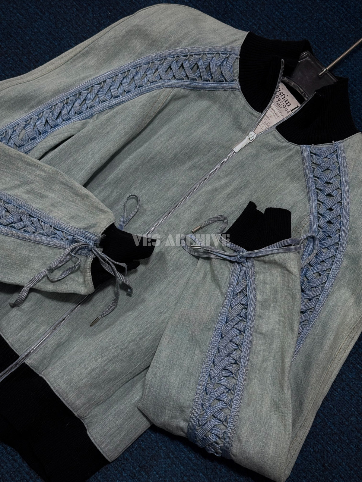 Dior Rare Vintage Runway Blue Denim Lace-Up Jacket