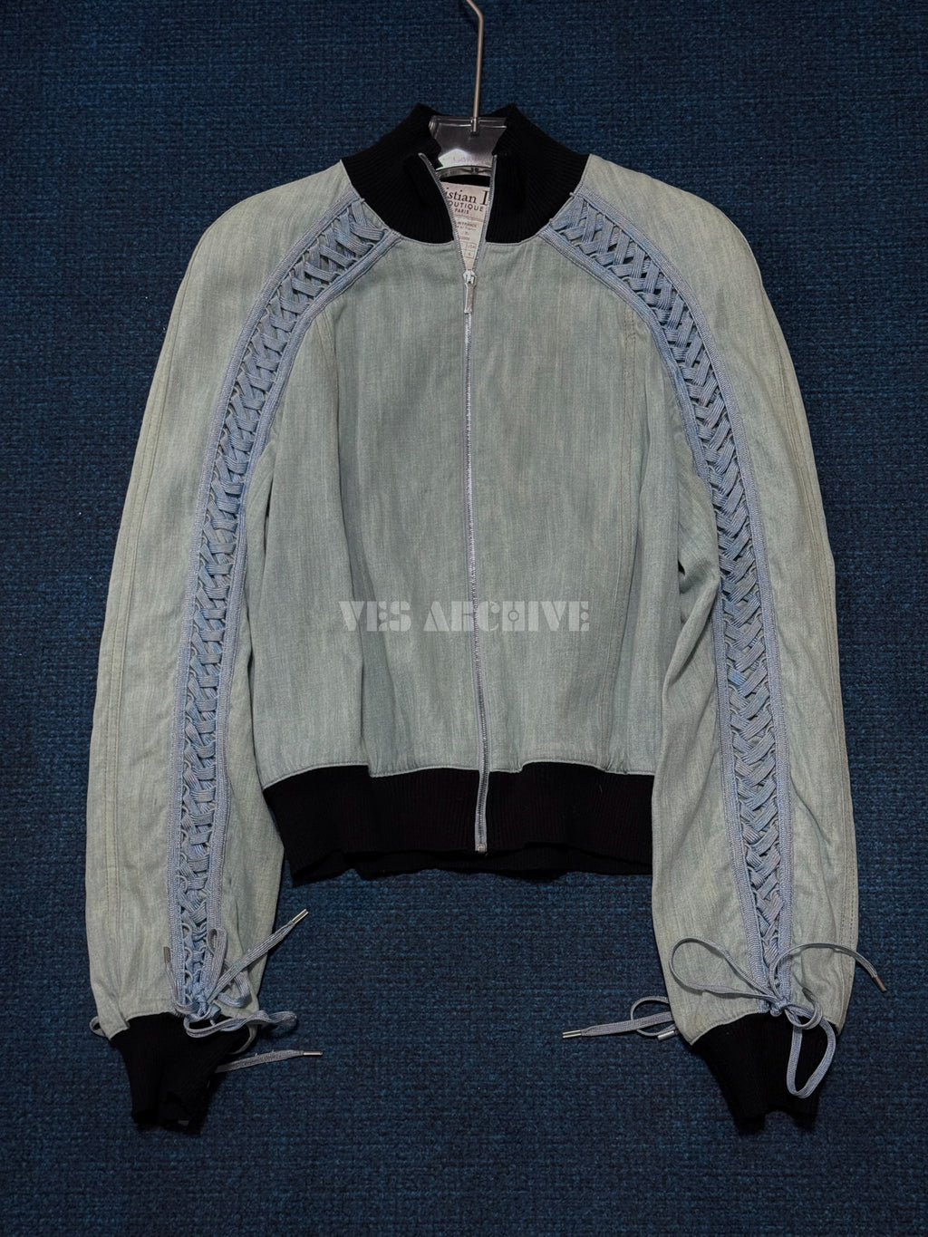 Dior Rare Vintage Runway Blue Denim Lace-Up Jacket