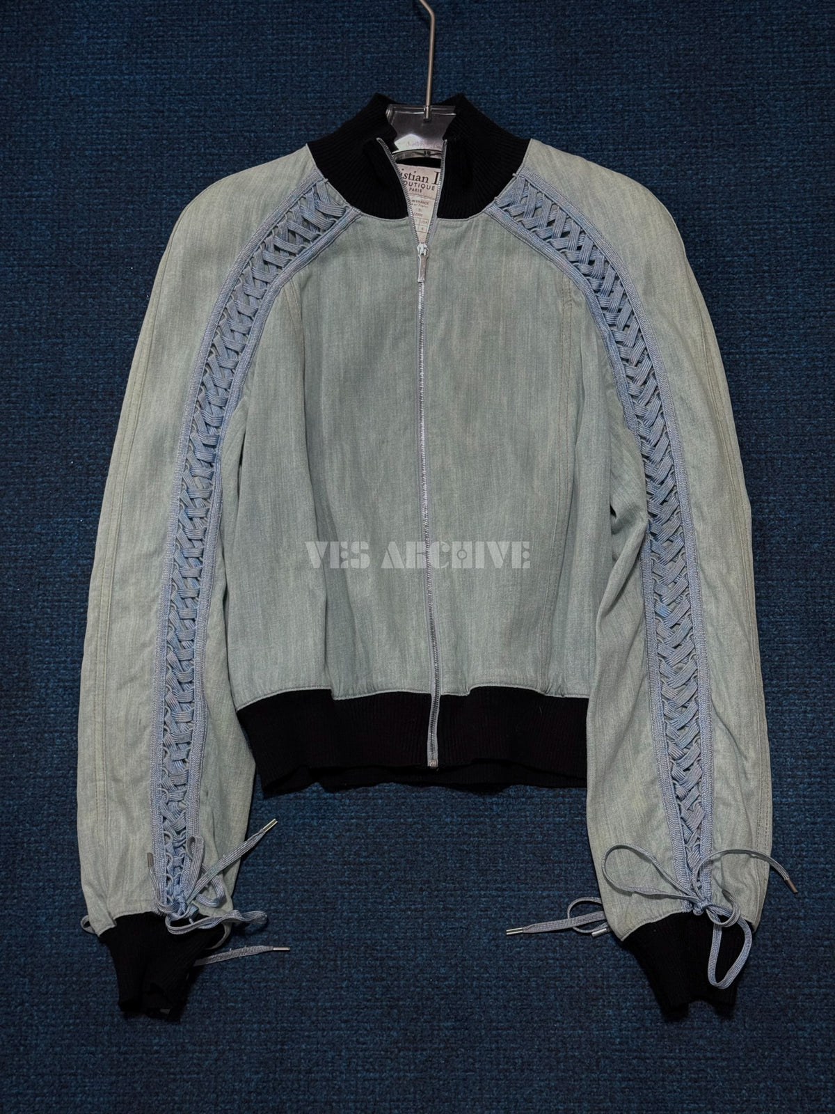 Dior Rare Vintage Runway Blue Denim Lace-Up Jacket