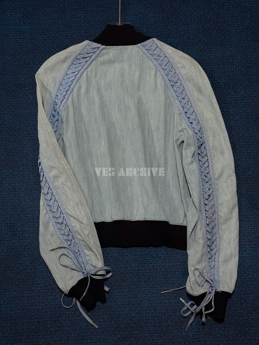 Dior Rare Vintage Runway Blue Denim Lace-Up Jacket