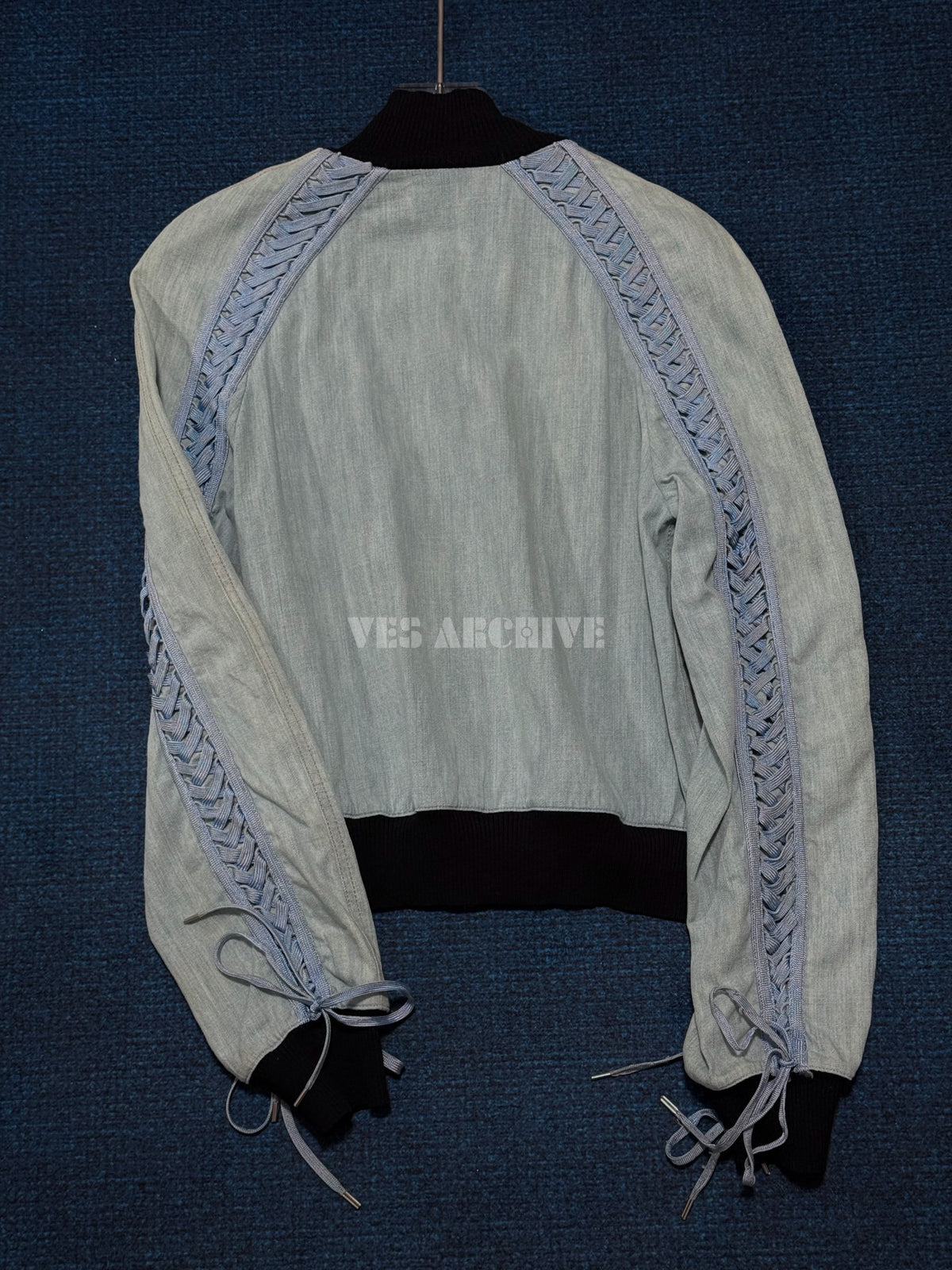 Dior Rare Vintage Runway Blue Denim Lace-Up Jacket