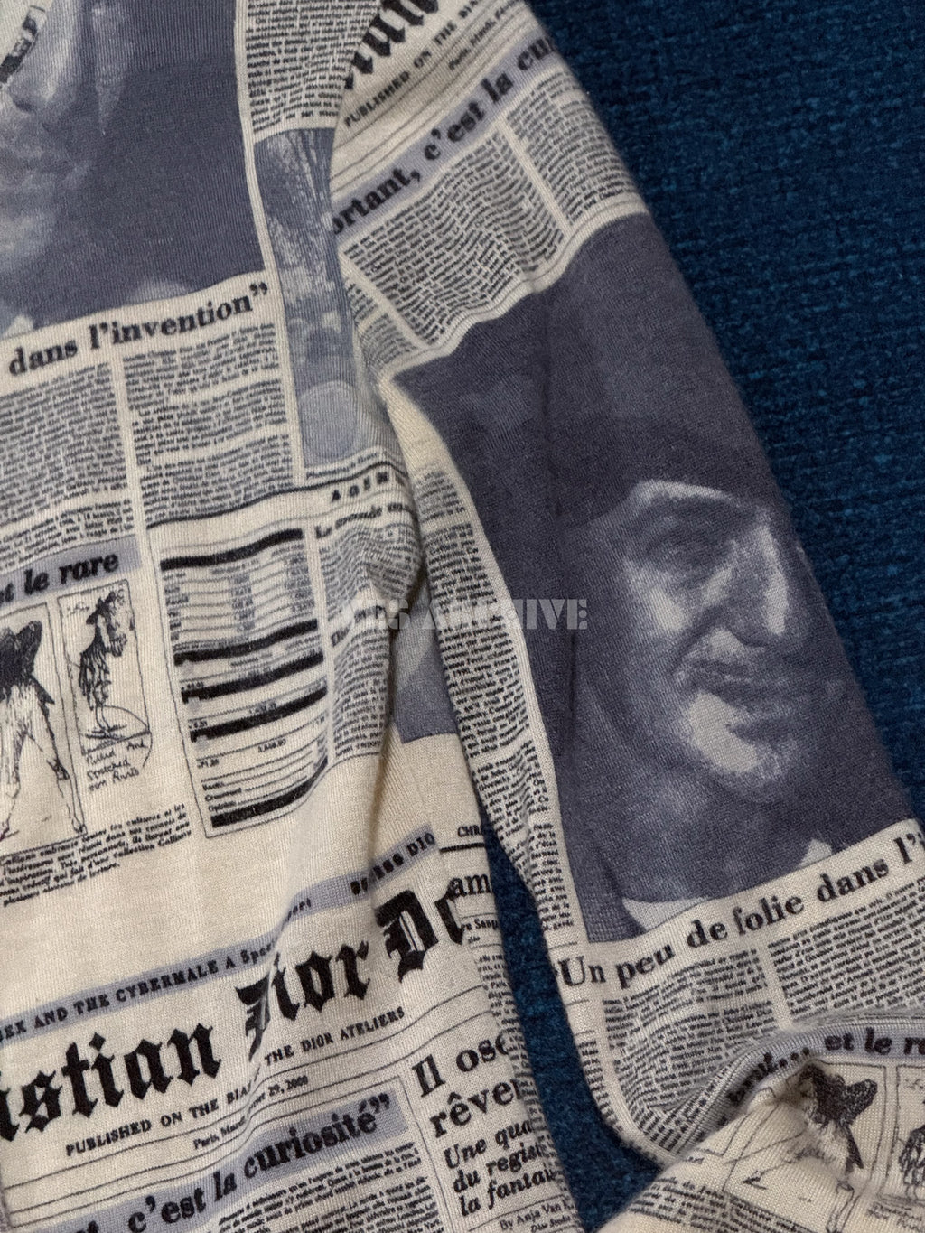 Dior Vintage by John Galliano Newspaper Print Wool Cardigan