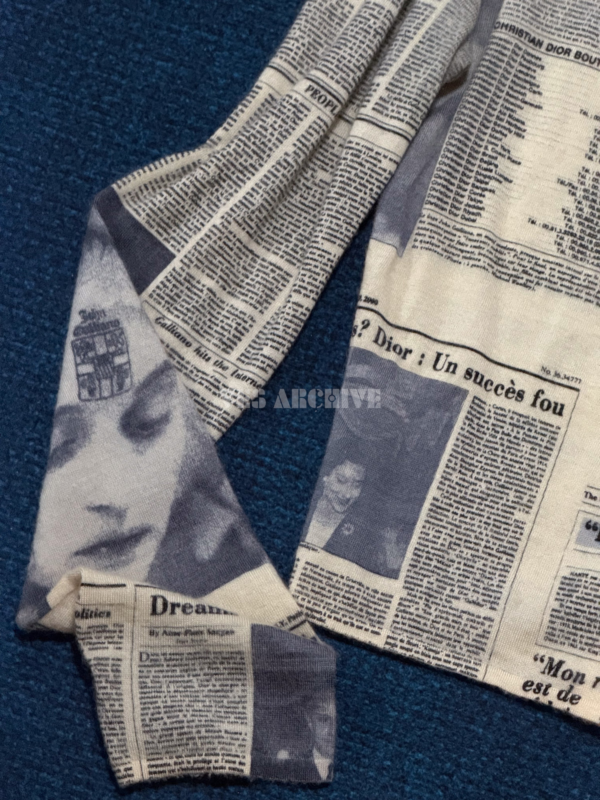 Dior Vintage by John Galliano Newspaper Print Wool Cardigan