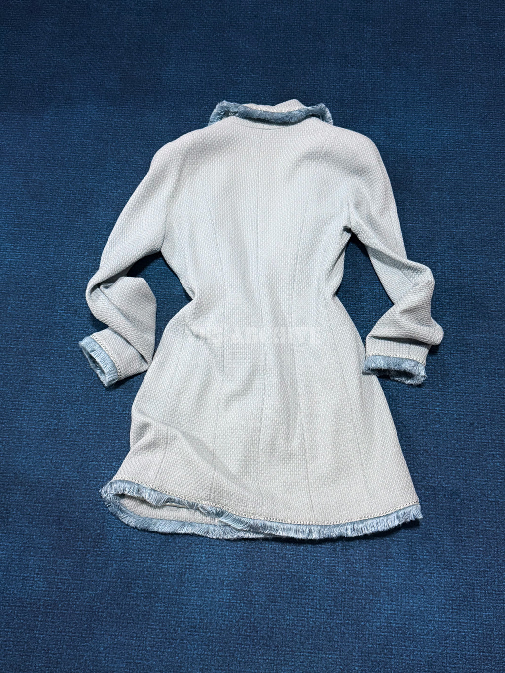 Dior Vintage 1997 Runway Powder Blue Fringed Coat by John Galliano