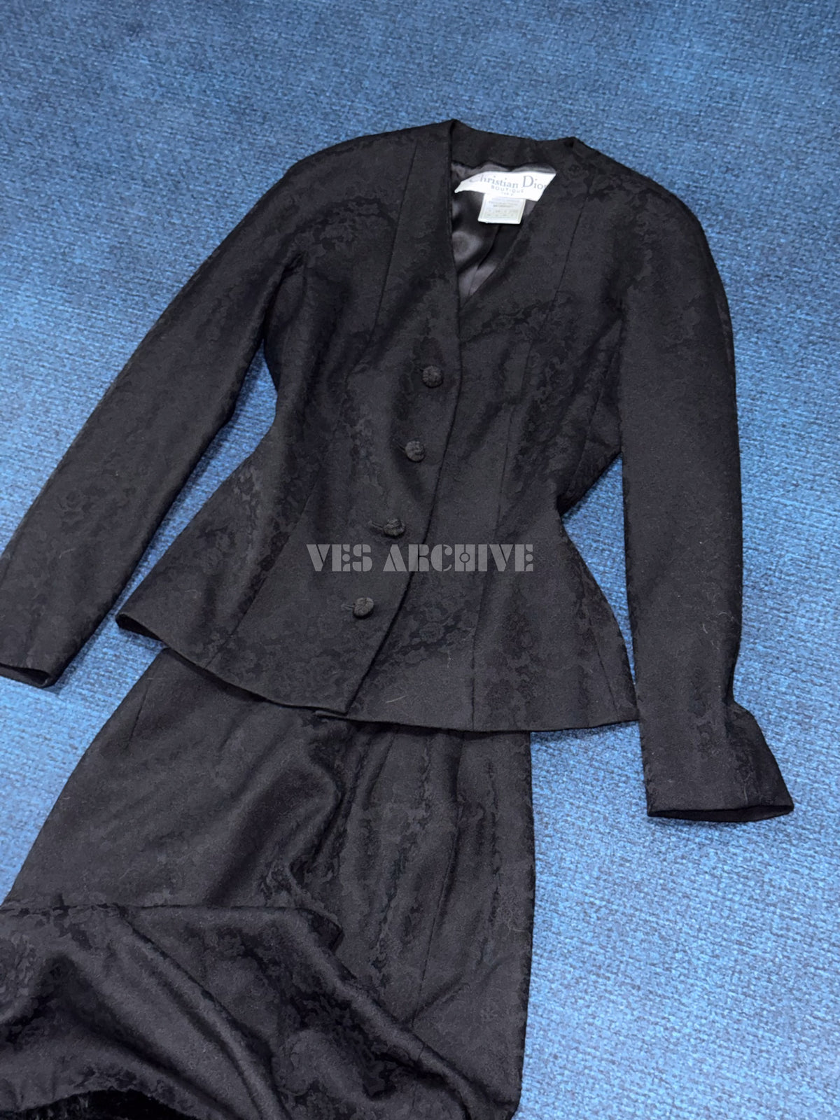 Dior Vintage by John Galliano Black Braided-Trim Blazer & Skirt Set