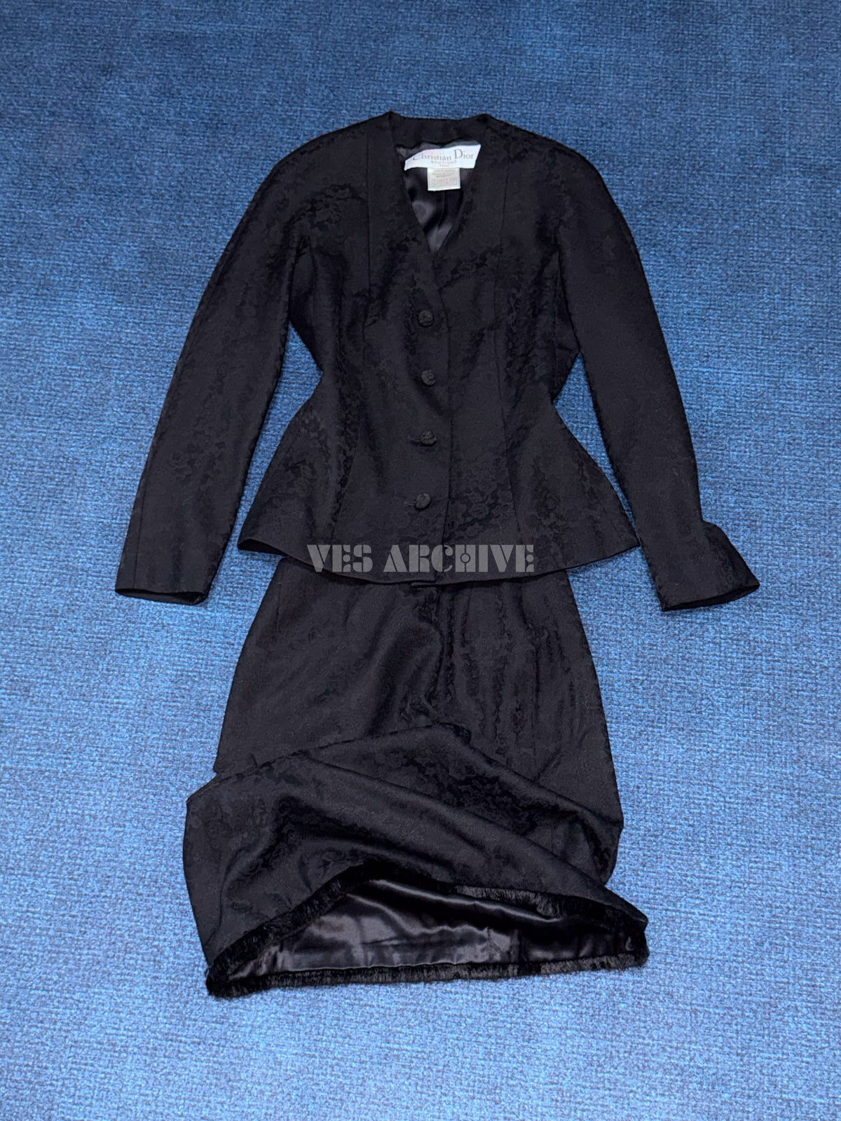 Dior Vintage by John Galliano Black Braided-Trim Blazer & Skirt Set