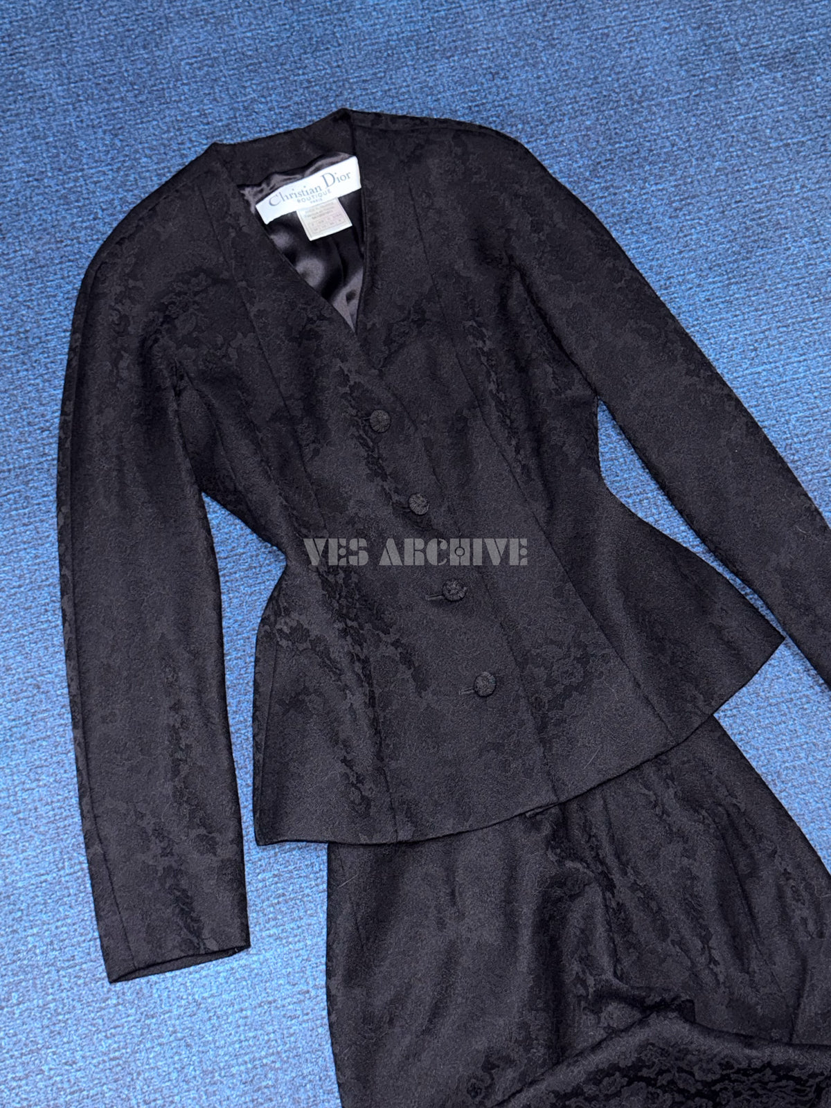 Dior Vintage by John Galliano Black Braided-Trim Blazer & Skirt Set