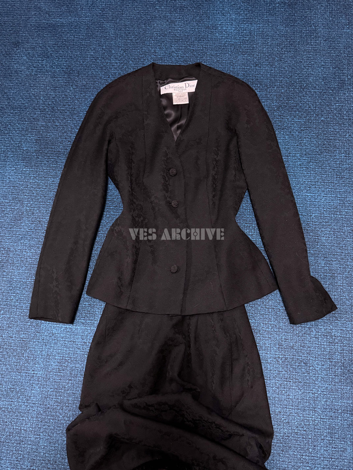 Dior Vintage by John Galliano Black Braided-Trim Blazer & Skirt Set