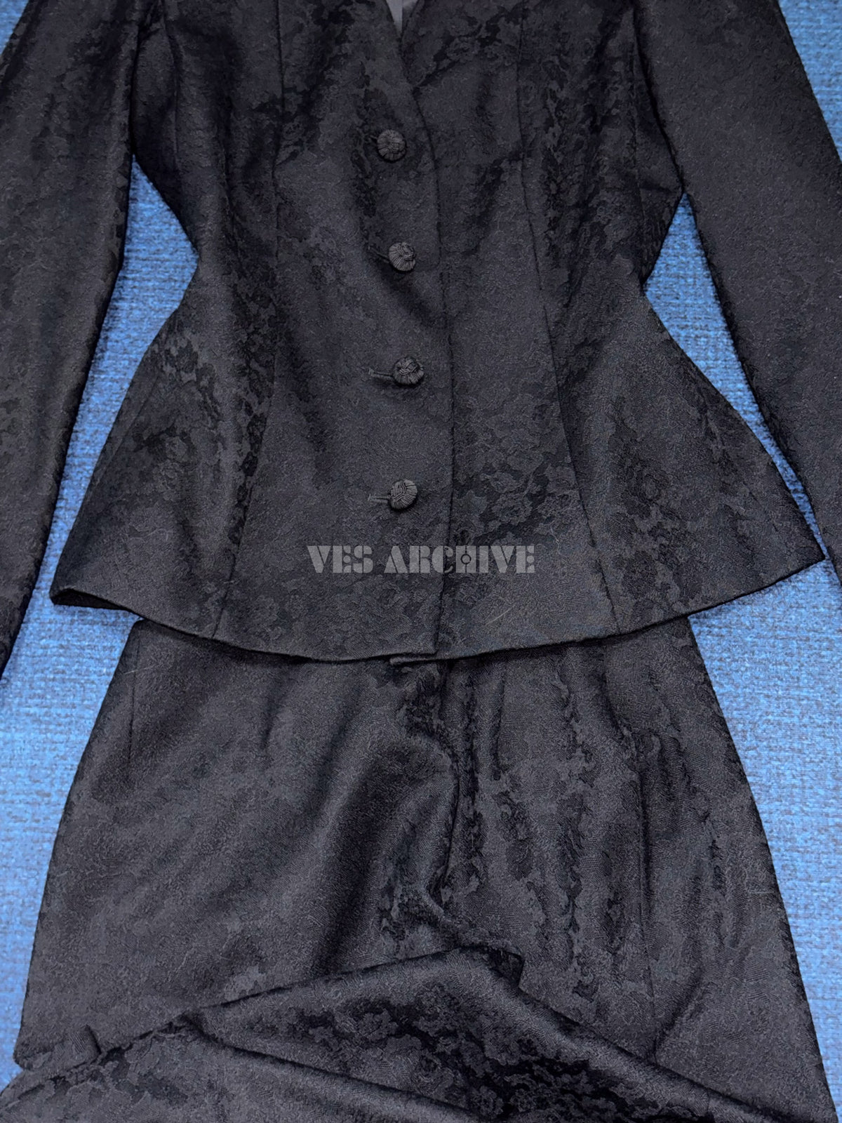 Dior Vintage by John Galliano Black Braided-Trim Blazer & Skirt Set