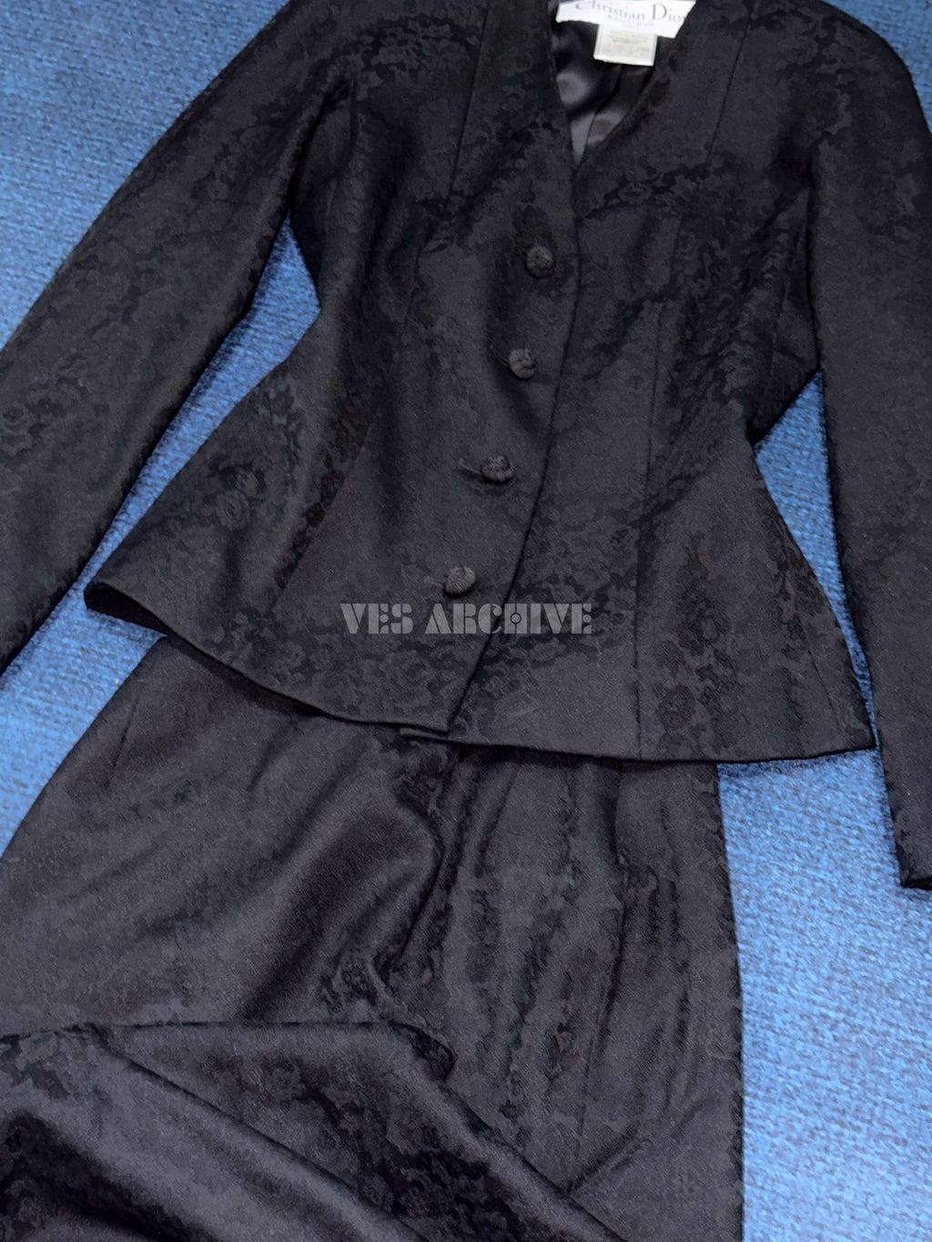 Dior Vintage by John Galliano Black Braided-Trim Blazer & Skirt Set