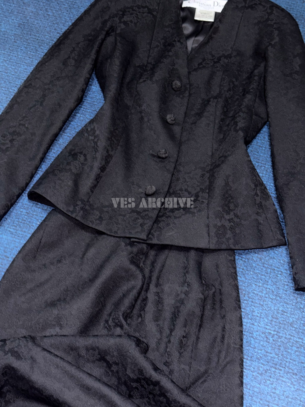 Dior Vintage by John Galliano Black Braided-Trim Blazer & Skirt Set