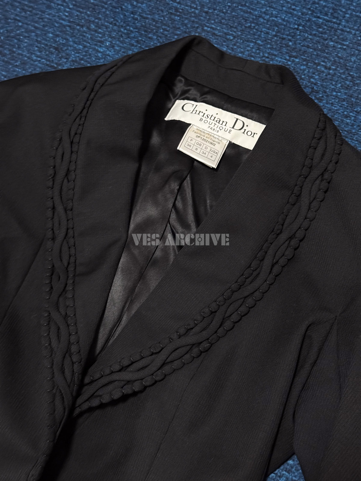 Dior Vintage by John Galliano Black Braided-Trim Blazer & Skirt Set