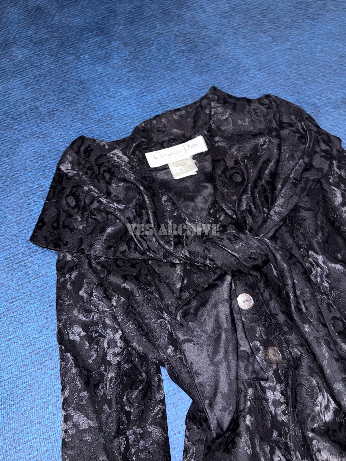 Dior Vintage Spring 1998 Runway Black Burnout Lace Wide-Collar Set by John Galliano