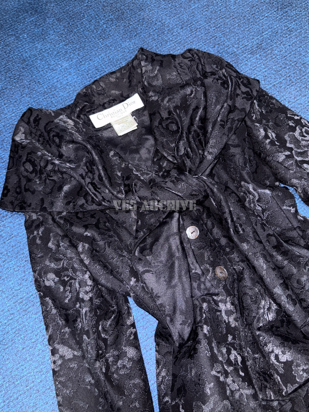 Dior Vintage Spring 1998 Runway Black Burnout Lace Wide-Collar Set by John Galliano