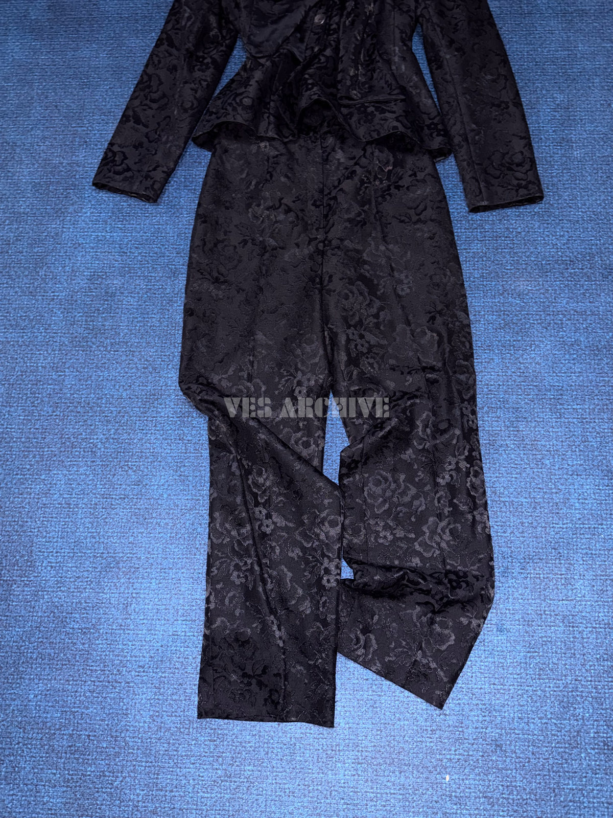 Dior Vintage Spring 1998 Runway Black Burnout Lace Wide-Collar Set by John Galliano