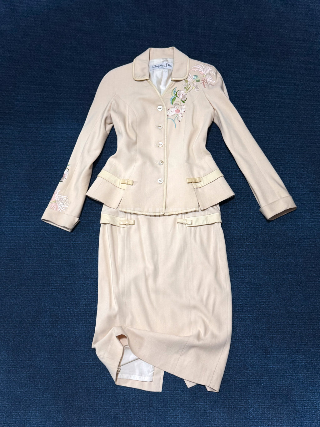 Dior Vintage Runway Chinese-Inspired Embroidered Jacket & Skirt Set