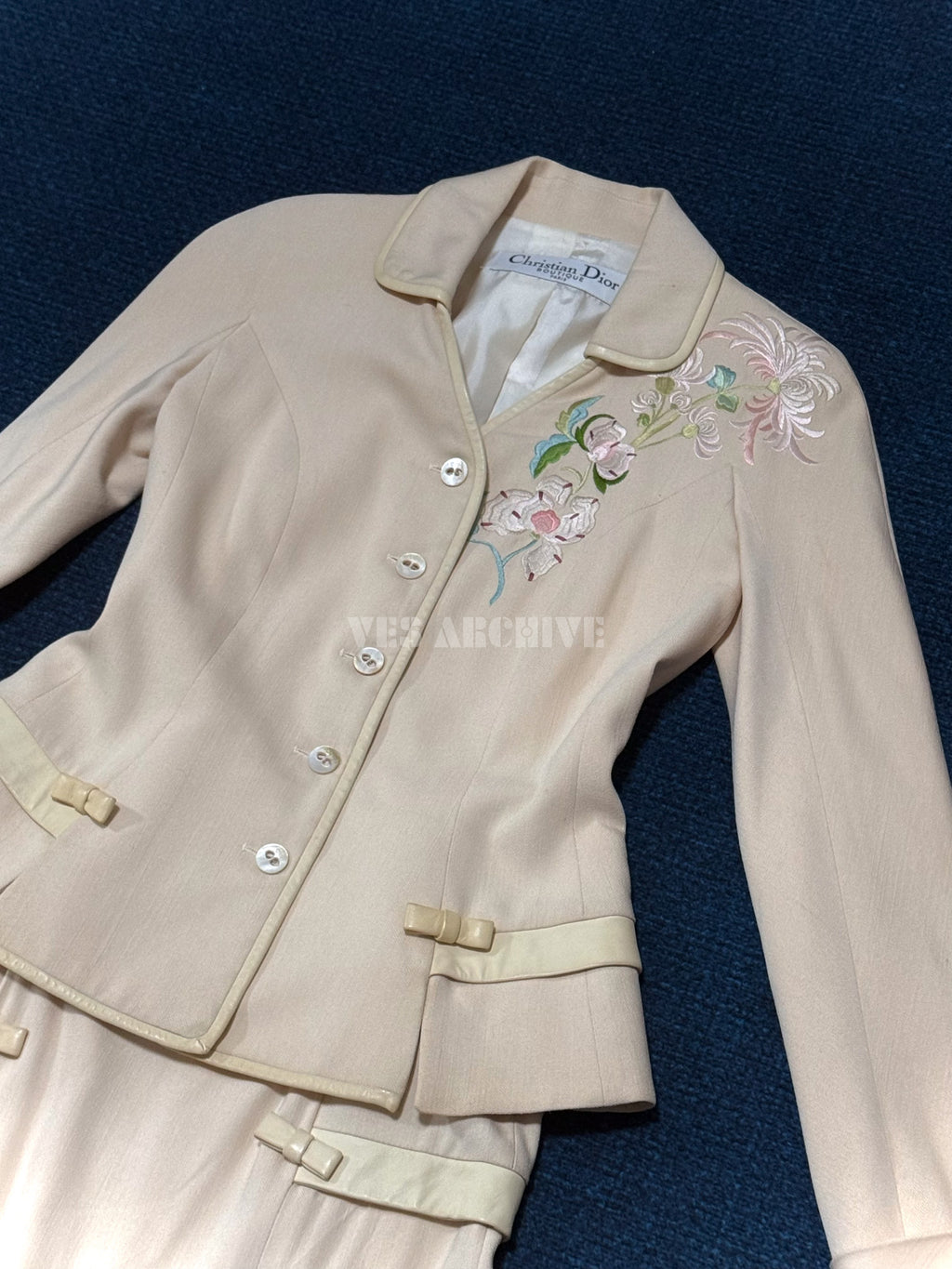 Dior Vintage Runway Chinese-Inspired Embroidered Jacket & Skirt Set