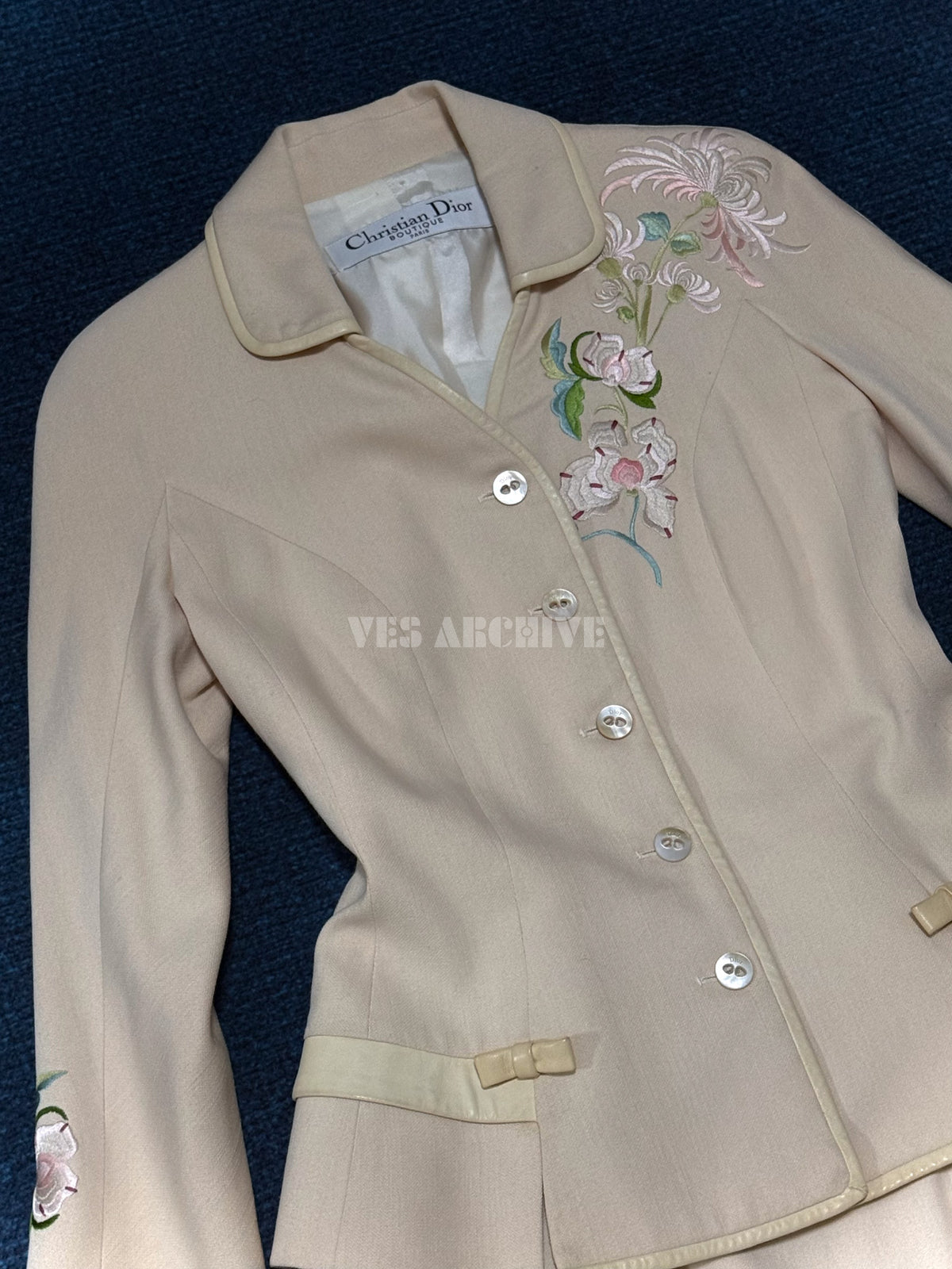 Dior Vintage Runway Chinese-Inspired Embroidered Jacket & Skirt Set